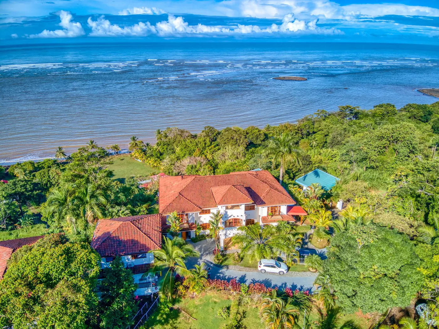 Aerial view of El Castillo above the Pacific in Ojochal