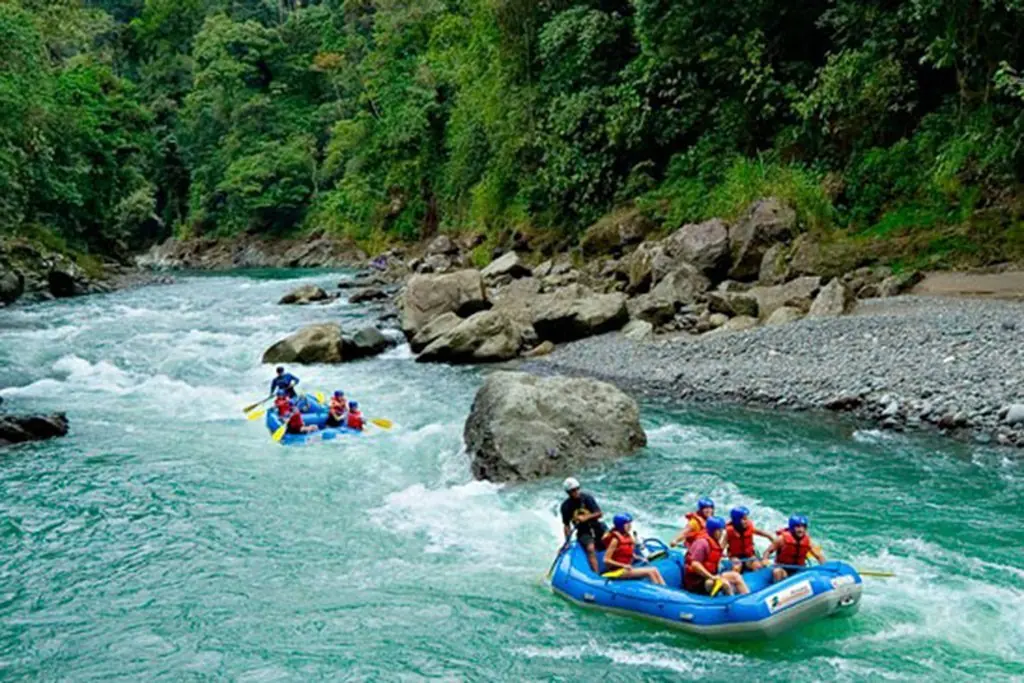 Whitewater rafting through the rapids