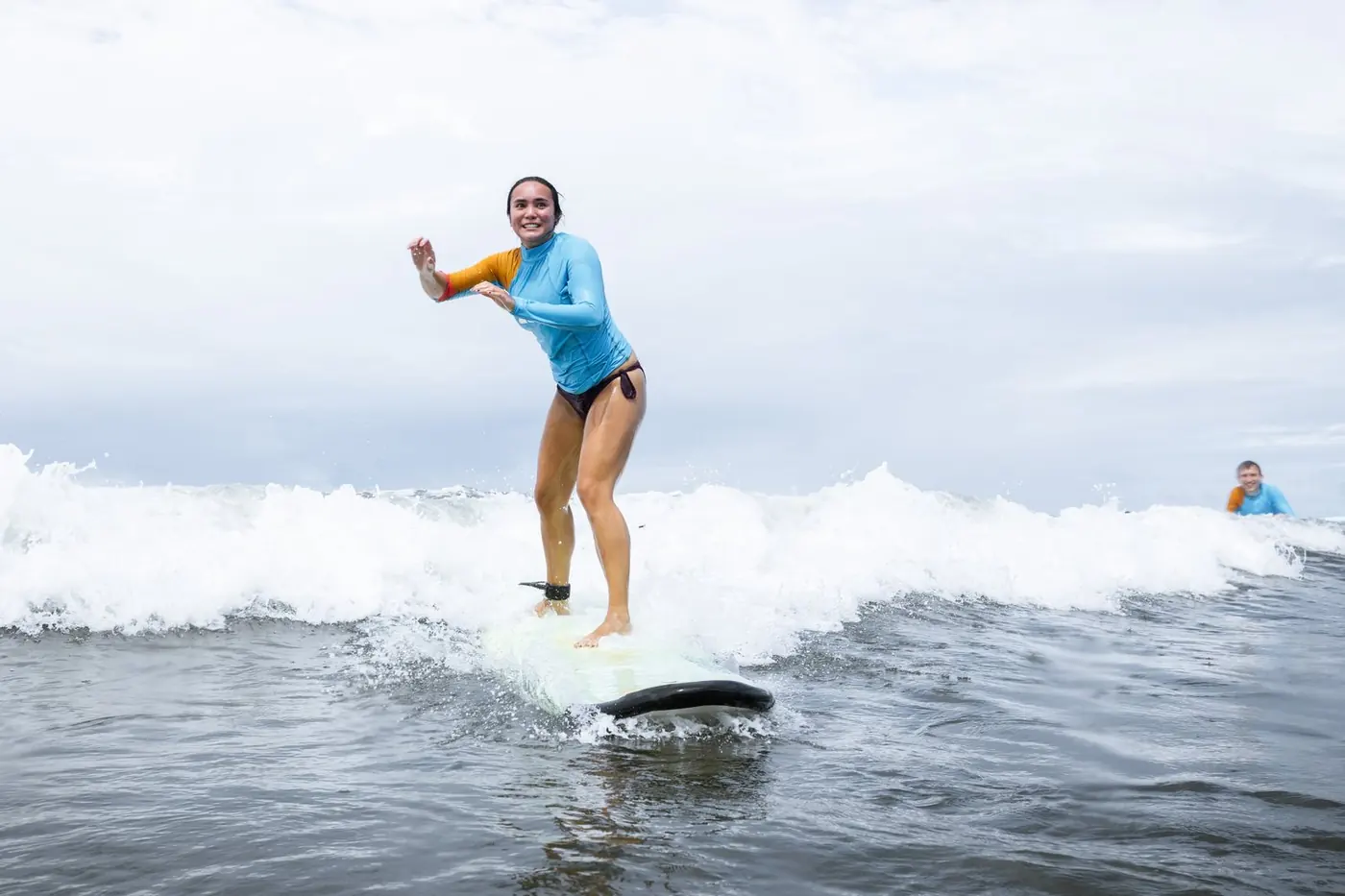 Surfer riding a wave